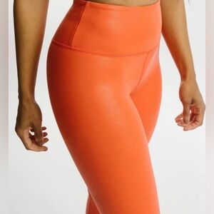 Zyia Tangerine Orange Metallic Light N Tight LeggingS Hi Rise Women’s size 0 XS